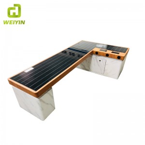 현대 디자인 스마트 태양 전원 전화 충전 야외 가구에 대 한 뒤로 금속 벤치